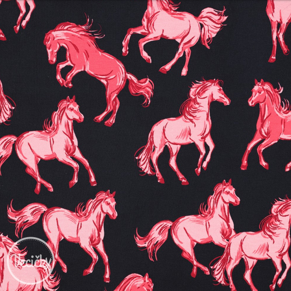 Nepočesaná TEPLÁKOVINA - horses navy/pink