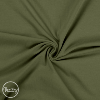 Jednolícny elastický úplet - khaki - zbytok 70 cm