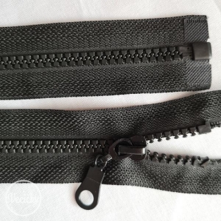 Kostený zips šírka 5 mm dĺžka 60 cm deliteľný black